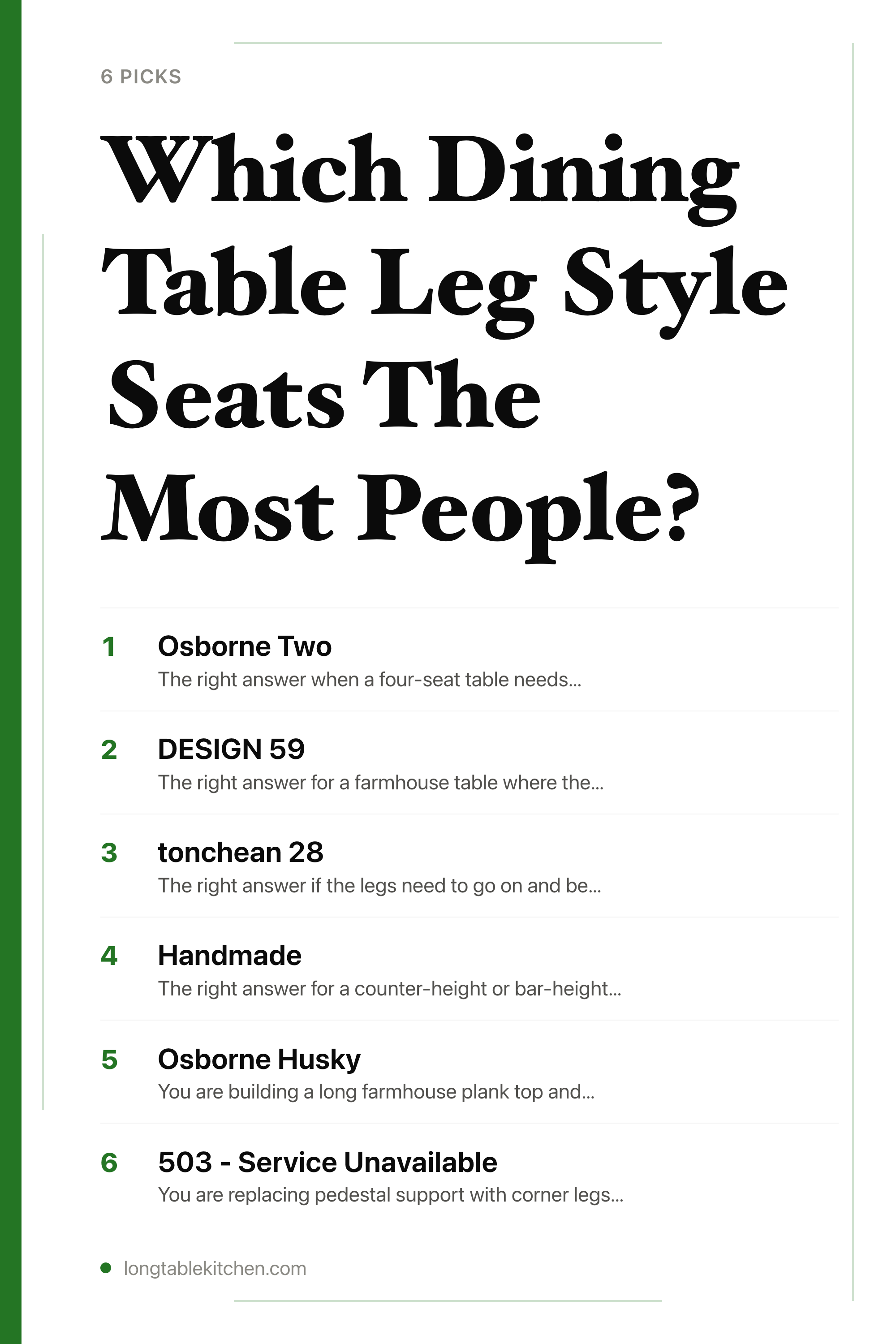 Which Dining Table Leg Style Seats The Most People? — the picks, as a saveable list